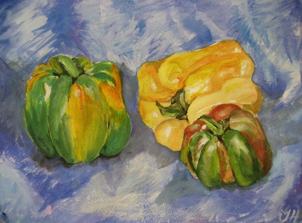 Art Studio PALETTE. Julia Handra Picture.  Tempera Still Life Fruits & Vegi 