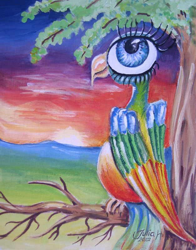 Art Studio PALETTE. Julia Handra Picture.  Acrylic Animals Birds 