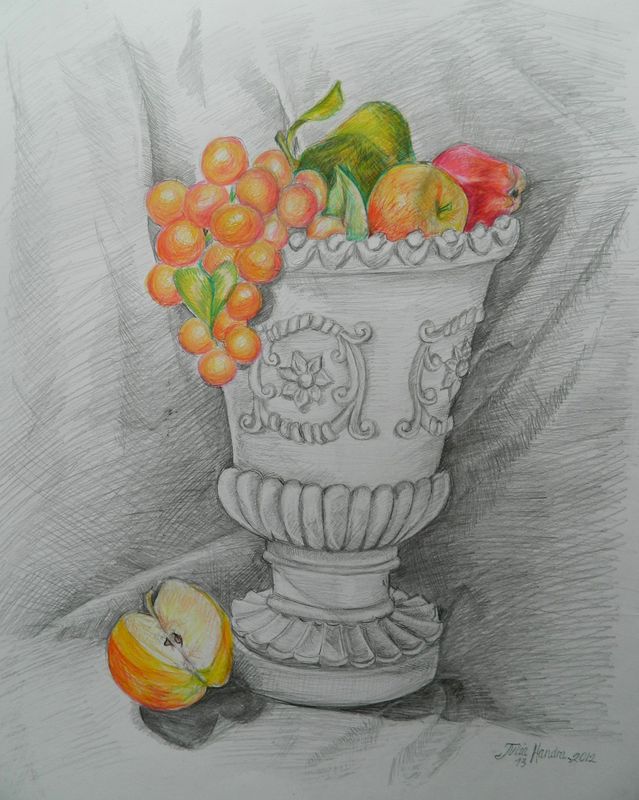 Art Studio PALETTE. Julia Handra Picture.  Coloured Pencil Still Life Still Life 
