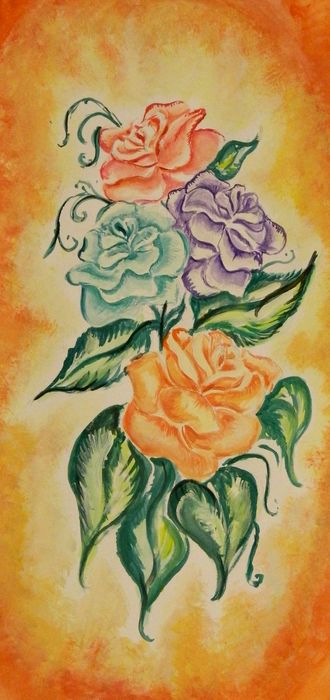 Art Studio PALETTE. Julia Handra Picture.  Tempera Plants Flowers 