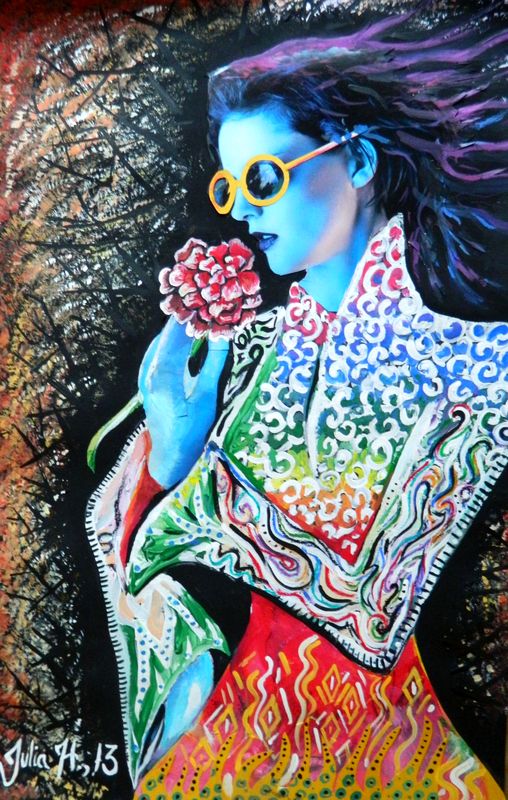 Art Studio PALETTE. Julia Handra Picture.  Mixed Media Inspired by Klimt 