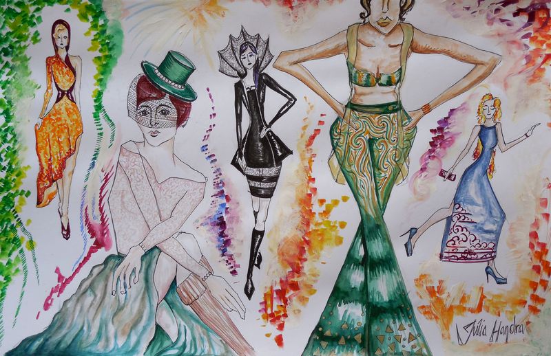 Art Studio PALETTE. Julia Handra Picture.  Watercolour, Ink Design Clothes 