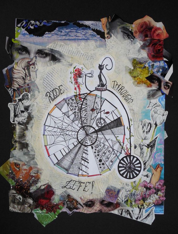 Art Studio PALETTE. Julia Handra Picture.  Mixed Media Design Bicycle 