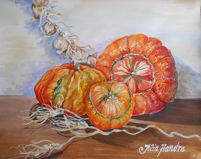 Art Studio PALETTE. Julia Handra Picture.  Tempera Still Life Fruits & Vegi Дары Осени