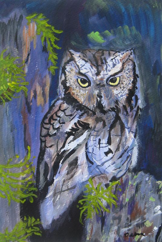 Art Studio PALETTE. Debra Sathanielle Picture.  Tempera Animals Birds 