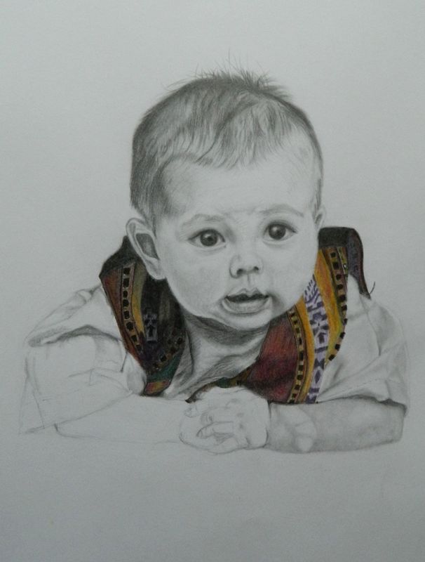 Art Studio PALETTE. Debra Sathanielle Picture.  Coloured Pencil People Family 