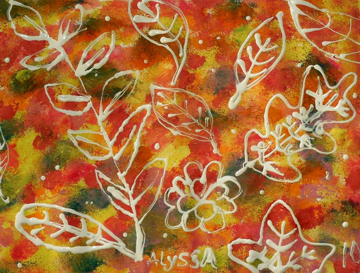 Art Studio PALETTE. Alyssa Lukose Picture.  Tempera Plants Leaves 