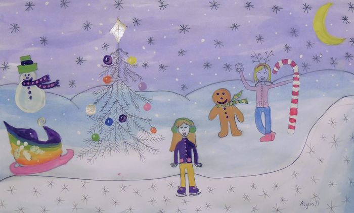 Art Studio PALETTE. Alyssa Lukose Picture.  Watercolour, Ink Holidays Christmas 