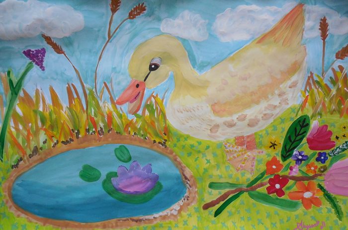 Art Studio PALETTE. Alyssa Lukose Picture.  Tempera Animals Birds 