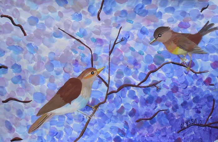 Art Studio PALETTE. Alyssa Lukose Picture.  Tempera Animals Birds 