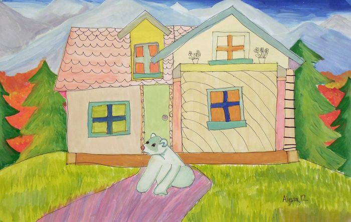 Art Studio PALETTE. Alyssa Lukose Picture.  Marker, Tempera Landscape Houses 