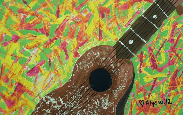 Art Studio PALETTE. Alyssa Lukose Picture.  Tempera Still Life Music 