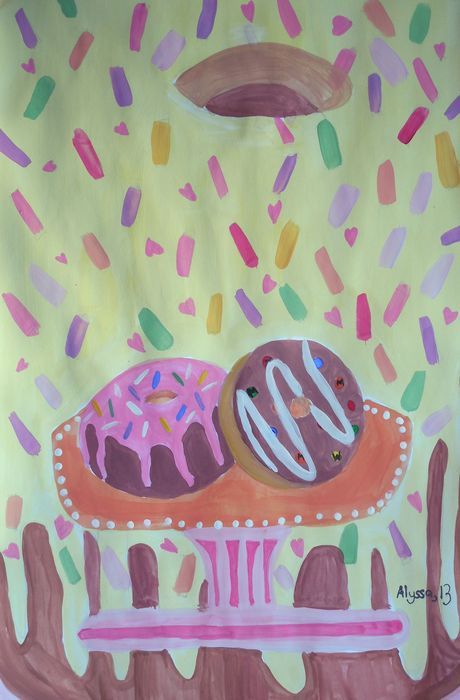 Art Studio PALETTE. Alyssa Lukose Picture.  Tempera Fantasy Cakes 