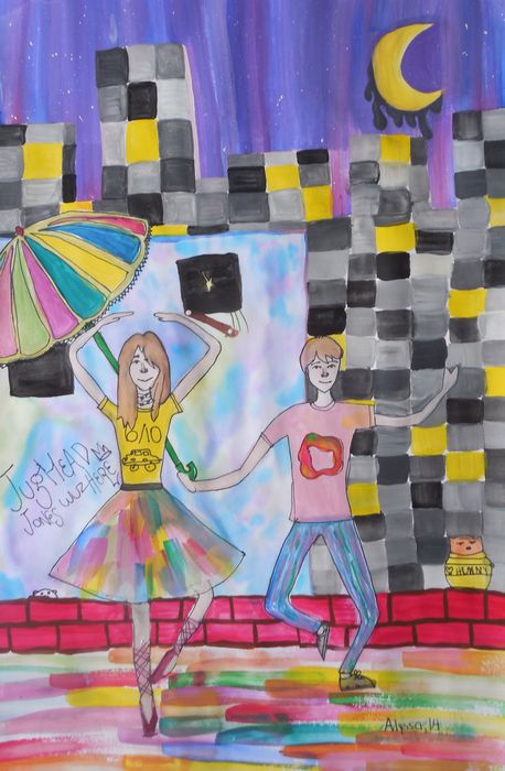 Art Studio PALETTE. Alyssa Lukose Picture.  Marker, Tempera Design Umbrellas 