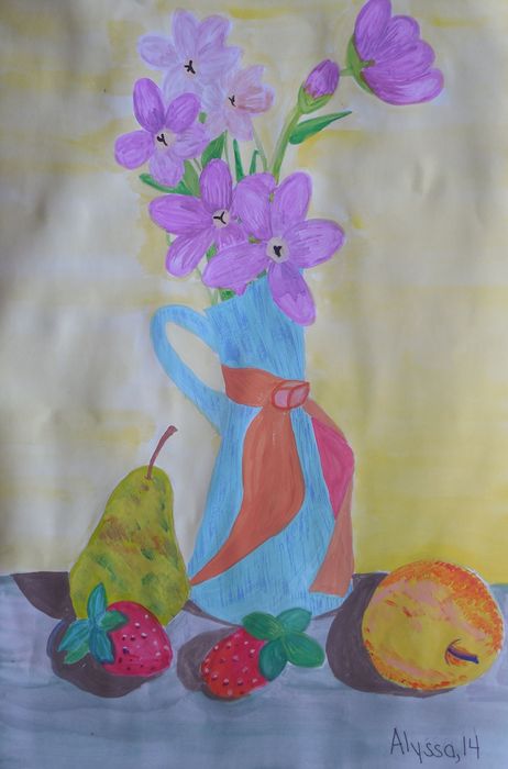 Art Studio PALETTE. Alyssa Lukose Picture.  Tempera Still Life Still Life 