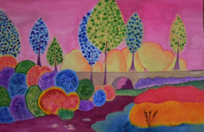 Art Studio PALETTE. Alyssa Lukose Picture.  Tempera Landscape Nature 