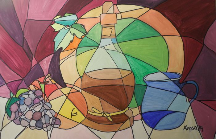 Art Studio PALETTE. Alyssa Lukose Picture.  Marker, Tempera Still Life Contour Line Drawing 
