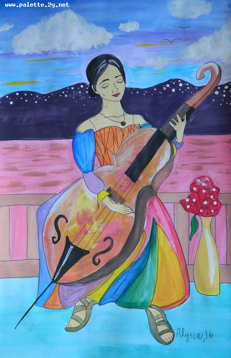 Art Studio PALETTE. Alyssa Lukose Picture.  Tempera Still Life Music Tuesday MorningNew Orlean