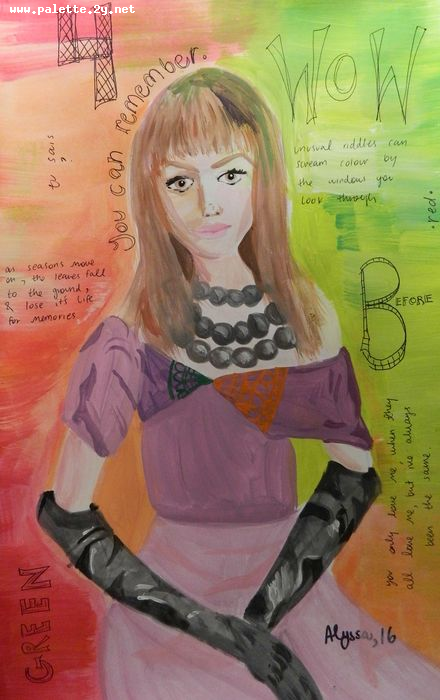 Art Studio PALETTE. Alyssa Lukose Picture.  Tempera People Portrait 