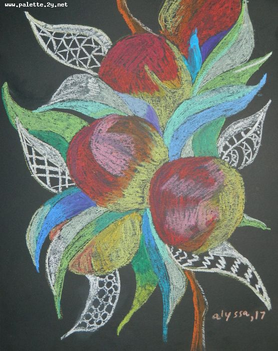 Art Studio PALETTE. Alyssa Lukose Picture.  Pastel Still Life Fruits & Vegi 