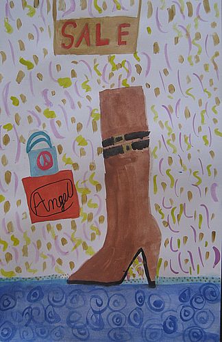 Art Studio PALETTE. Cassydy Siu Picture. Fine Art Paper Watercolour Design Footwear 