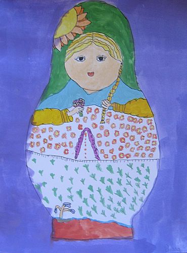 Art Studio PALETTE. Diana Pavel Picture.  Watercolour, Ink Dec. Art Matryoshka  