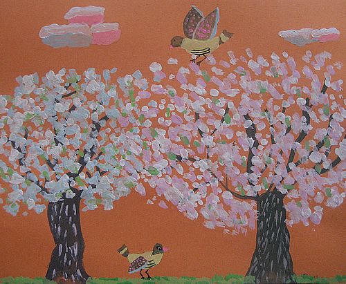 Art Studio PALETTE. Diana Pavel Picture.  Tempera Landscape Spring 