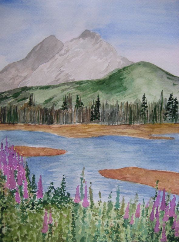 Art Studio PALETTE. Alisa Shapiro Picture.  Watercolour Landscape Nature 