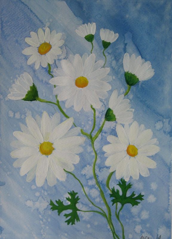 Art Studio PALETTE. Alisa Shapiro Picture.  Mixed Media Plants Flowers 