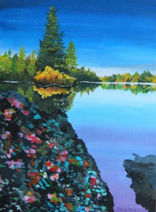 Art Studio PALETTE. Alisa Shapiro Picture. Canvas Acrylic Landscape Nature 