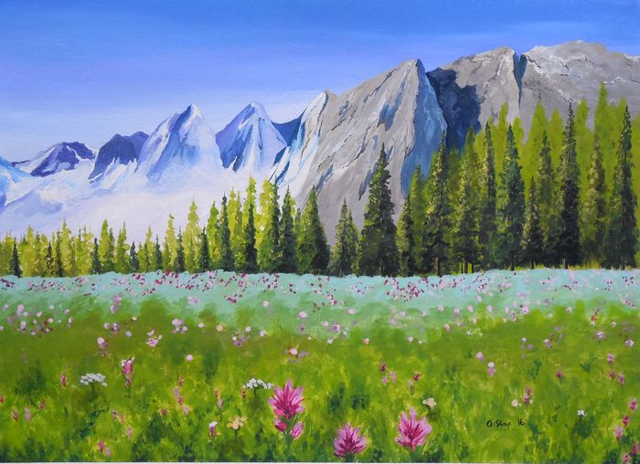 Art Studio PALETTE. Alisa Shapiro Picture.  Acrylic Landscape Nature Beautiful British Columbia