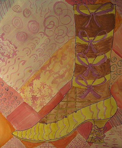 Art Studio PALETTE. Monika Feng Picture. Fine Art Paper Watercolour, Ink Design Footwear 