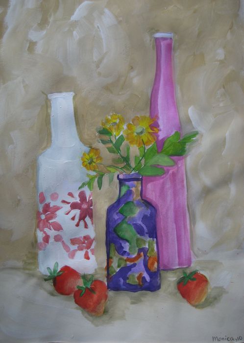 Art Studio PALETTE. Monika Feng Picture.  Tempera Still Life Still Life 