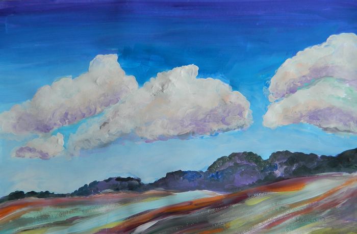 Art Studio PALETTE. Monika Feng Picture.  Tempera Landscape Nature 