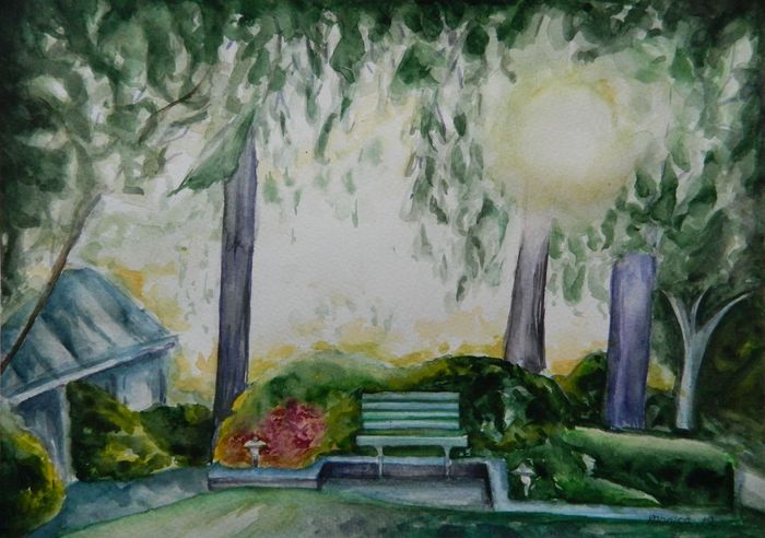 Art Studio PALETTE. Monika Feng Picture.  Watercolour Landscape Houses 