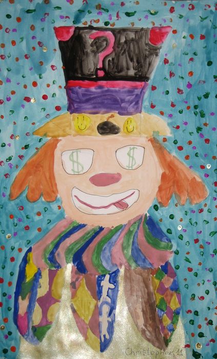 Art Studio PALETTE. Christopher Ballard Picture.  Tempera Fantasy Clown 