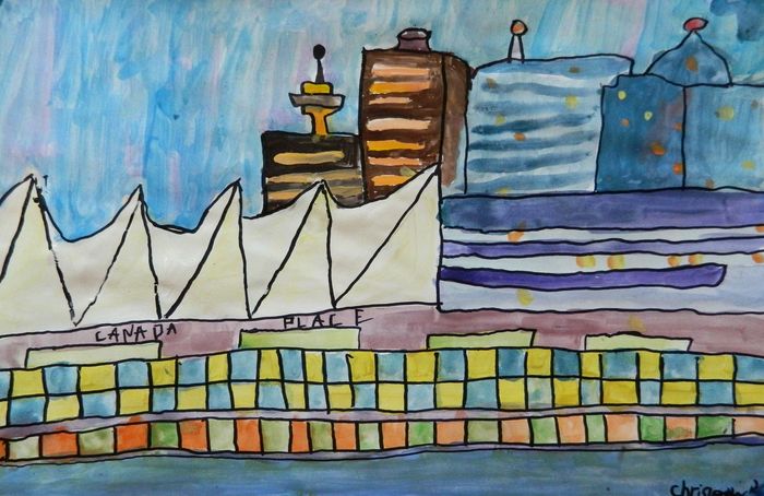 Art Studio PALETTE. Christopher Ballard Picture.  Marker, Tempera Landscape Cityscape 