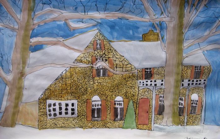 Art Studio PALETTE. Christopher Ballard Picture.  Watercolour, Ink Holidays New Year 