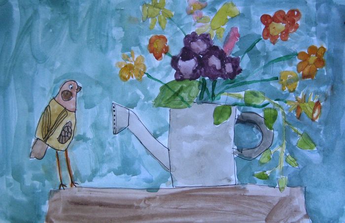 Art Studio PALETTE. Christopher Ballard Picture.  Watercolour, Ink Animals Birds 