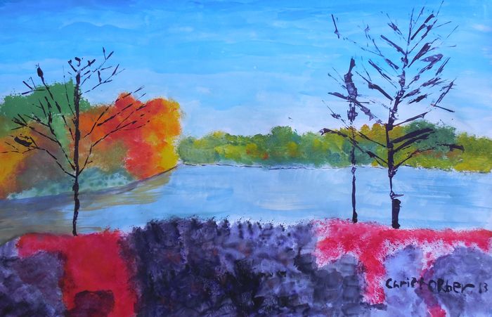 Art Studio PALETTE. Christopher Ballard Picture.  Tempera Landscape Nature 