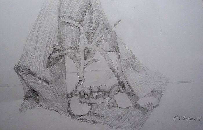 Art Studio PALETTE. Christopher Ballard Picture.  Pencil Still Life Still Life 