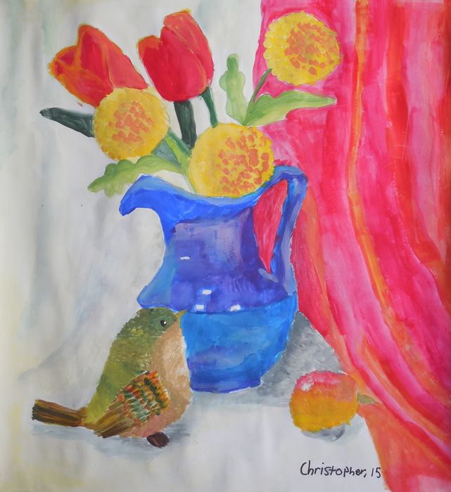 Art Studio PALETTE. Christopher Ballard Picture.  Tempera Still Life Still Life 