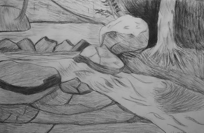 Art Studio PALETTE. Christopher Ballard Picture.  Pencil Landscape Nature 