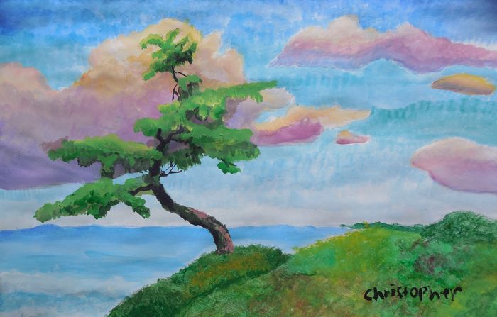 Art Studio PALETTE. Christopher Ballard Picture.  Tempera Landscape Nature 