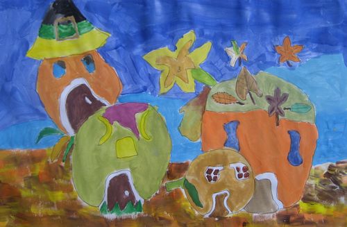 Art Studio PALETTE. Utae Kanauchi Picture.  Tempera Holidays Halloween 