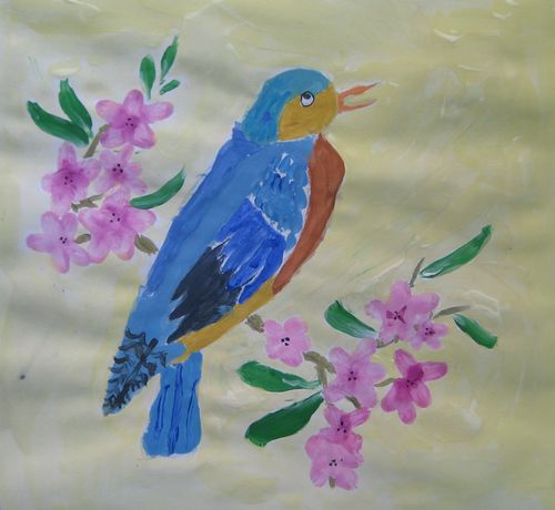 Art Studio PALETTE. Utae Kanauchi Picture.  Tempera Animals Birds 