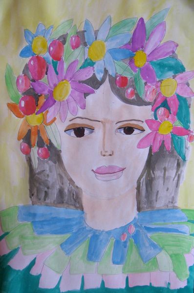 Art Studio PALETTE. Utae Kanauchi Picture.  Watercolour People Selfportrait 