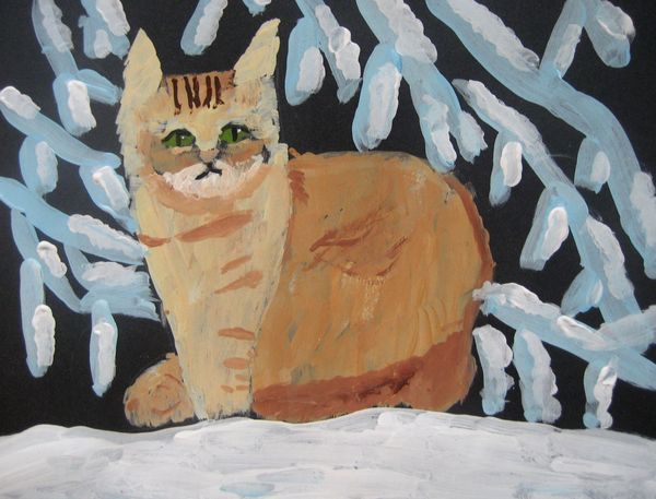 Art Studio PALETTE. Utae Kanauchi Picture.  Tempera Animals Cats 