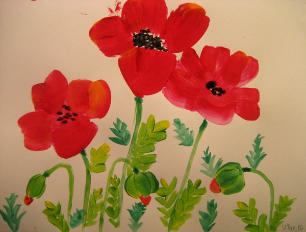 Art Studio PALETTE. Utae Kanauchi Picture.  Tempera Plants Flowers 