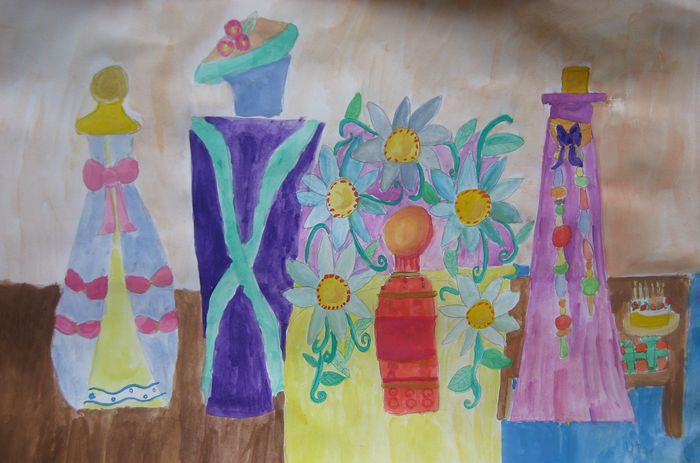 Art Studio PALETTE. Utae Kanauchi Picture.   Still Life Bottles 